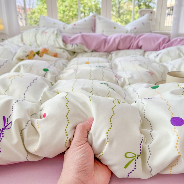 91家纺网 家纺一手货源 找家纺 仟岸家纺 2025新款亲肤舒适水洗棉四件套系列 幻彩