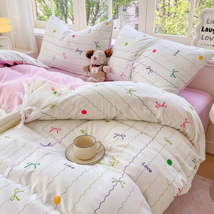 91家纺网 家纺一手货源 找家纺 仟岸家纺 2025新款亲肤舒适水洗棉四件套系列 幻彩