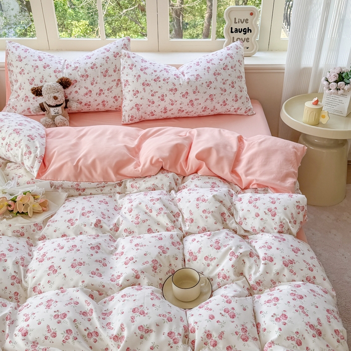 91家纺网 家纺一手货源 找家纺 仟岸家纺 2025新款亲肤舒适水洗棉四件套系列 花蜜