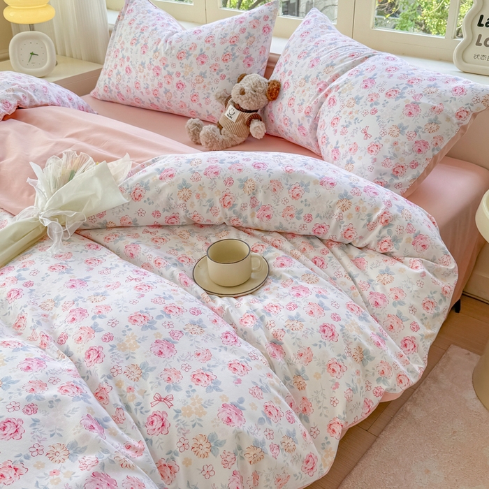 91家纺网 家纺一手货源 找家纺 仟岸家纺 2025新款亲肤舒适水洗棉四件套系列 清禾