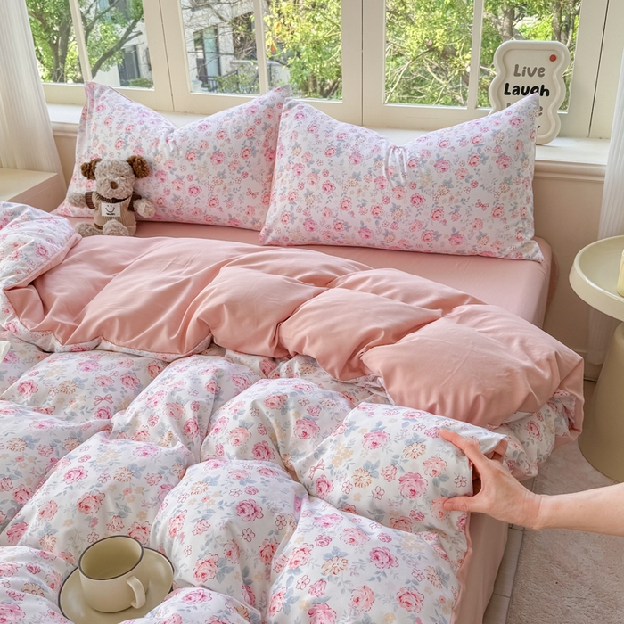 91家纺网 家纺一手货源 找家纺 仟岸家纺 2025新款亲肤舒适水洗棉四件套系列 清禾