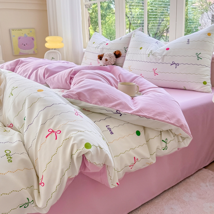 91家纺网 家纺一手货源 找家纺 仟岸家纺 2025新款亲肤舒适水洗棉四件套系列 幻彩