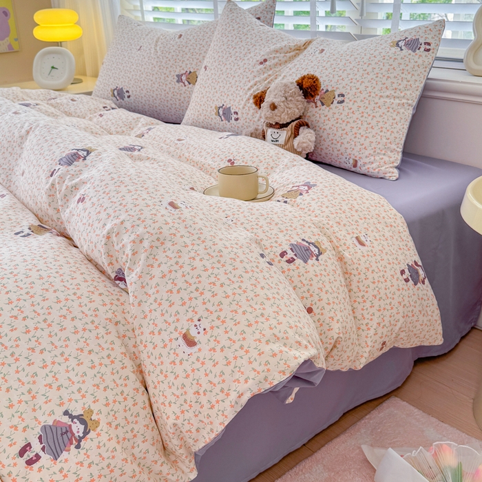 91家纺网 家纺一手货源 找家纺 仟岸家纺 2025新款亲肤舒适水洗棉四件套系列 元气少女