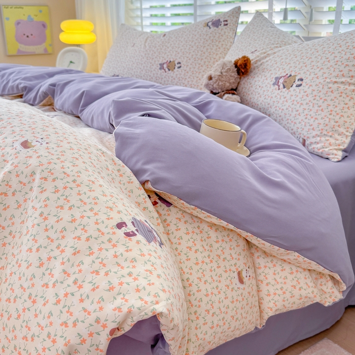 91家纺网 家纺一手货源 找家纺 仟岸家纺 2025新款亲肤舒适水洗棉四件套系列 元气少女