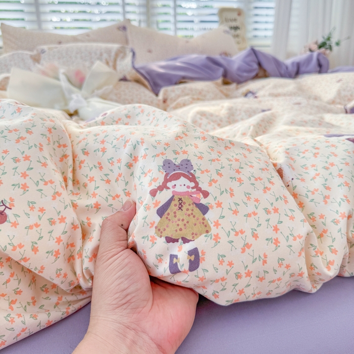 91家纺网 家纺一手货源 找家纺 仟岸家纺 2025新款亲肤舒适水洗棉四件套系列 元气少女