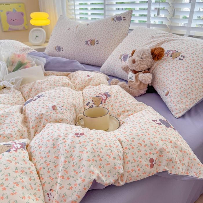 91家纺网 家纺一手货源 找家纺 仟岸家纺 2025新款亲肤舒适水洗棉四件套系列 元气少女