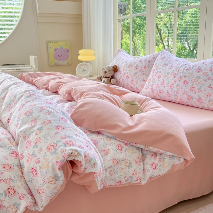 91家纺网 家纺一手货源 找家纺 仟岸家纺 2025新款亲肤舒适水洗棉四件套系列 清禾