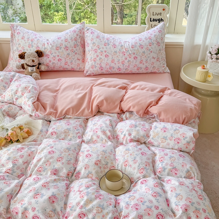 91家纺网 家纺一手货源 找家纺 仟岸家纺 2025新款亲肤舒适水洗棉四件套系列 清禾