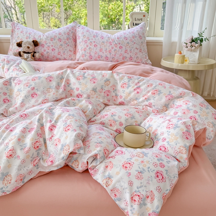 91家纺网 家纺一手货源 找家纺 仟岸家纺 2025新款亲肤舒适水洗棉四件套系列 清禾