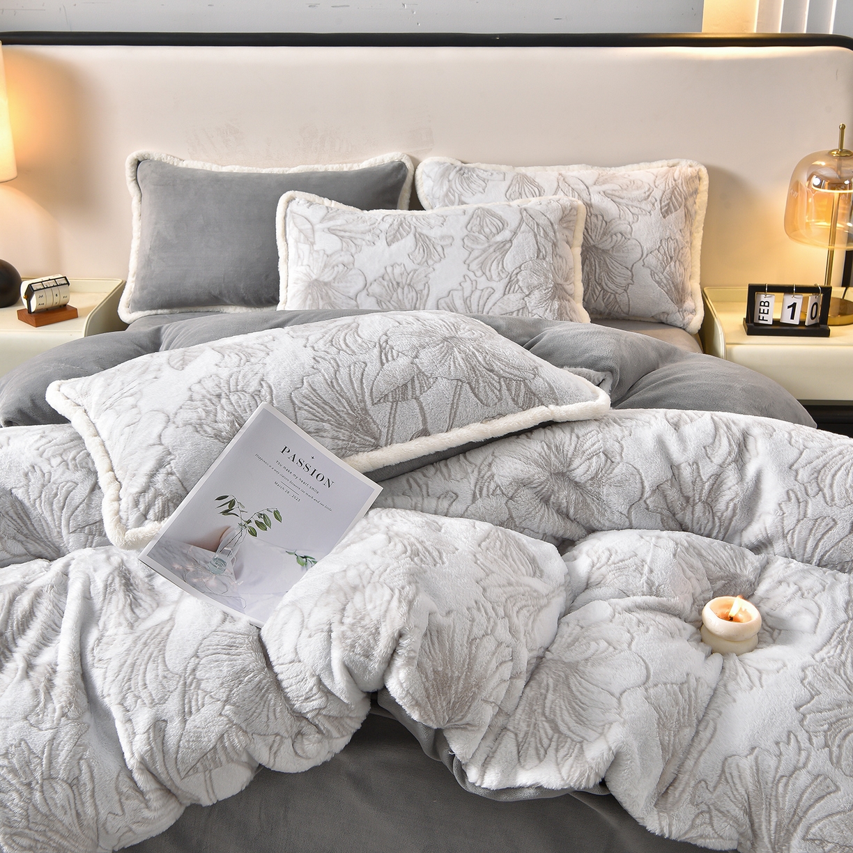 91家纺网 家纺一手货源 找家纺 （总）吾诺家居 320克深雕兔毛绒四件套牛奶绒四件套兔毛四件套 兔毛包边四件套