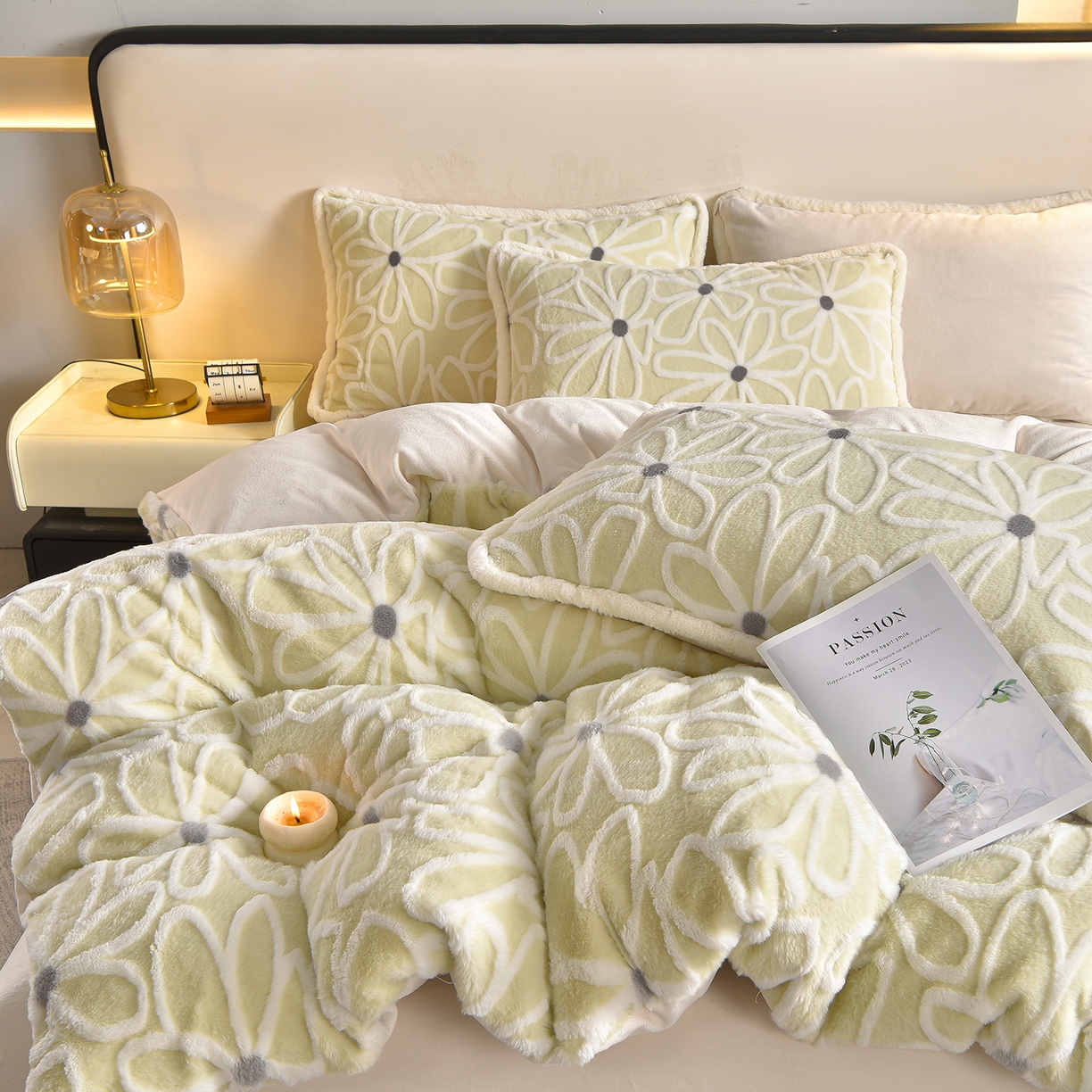 91家纺网 家纺一手货源 找家纺 吾诺家居 320克深雕兔毛绒四件套牛奶绒四件套兔毛四件套 兔毛包边四件套 优朵