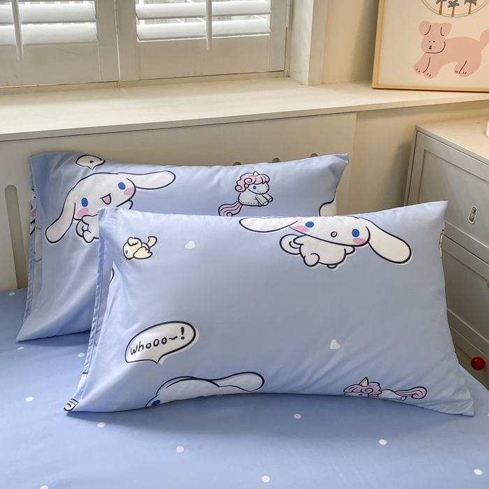 91家纺网 家纺一手货源 找家纺 港岛妹妹 2025新款云朵水洗工艺三丽鸥四件套 三丽鸥-牛奶玉桂狗