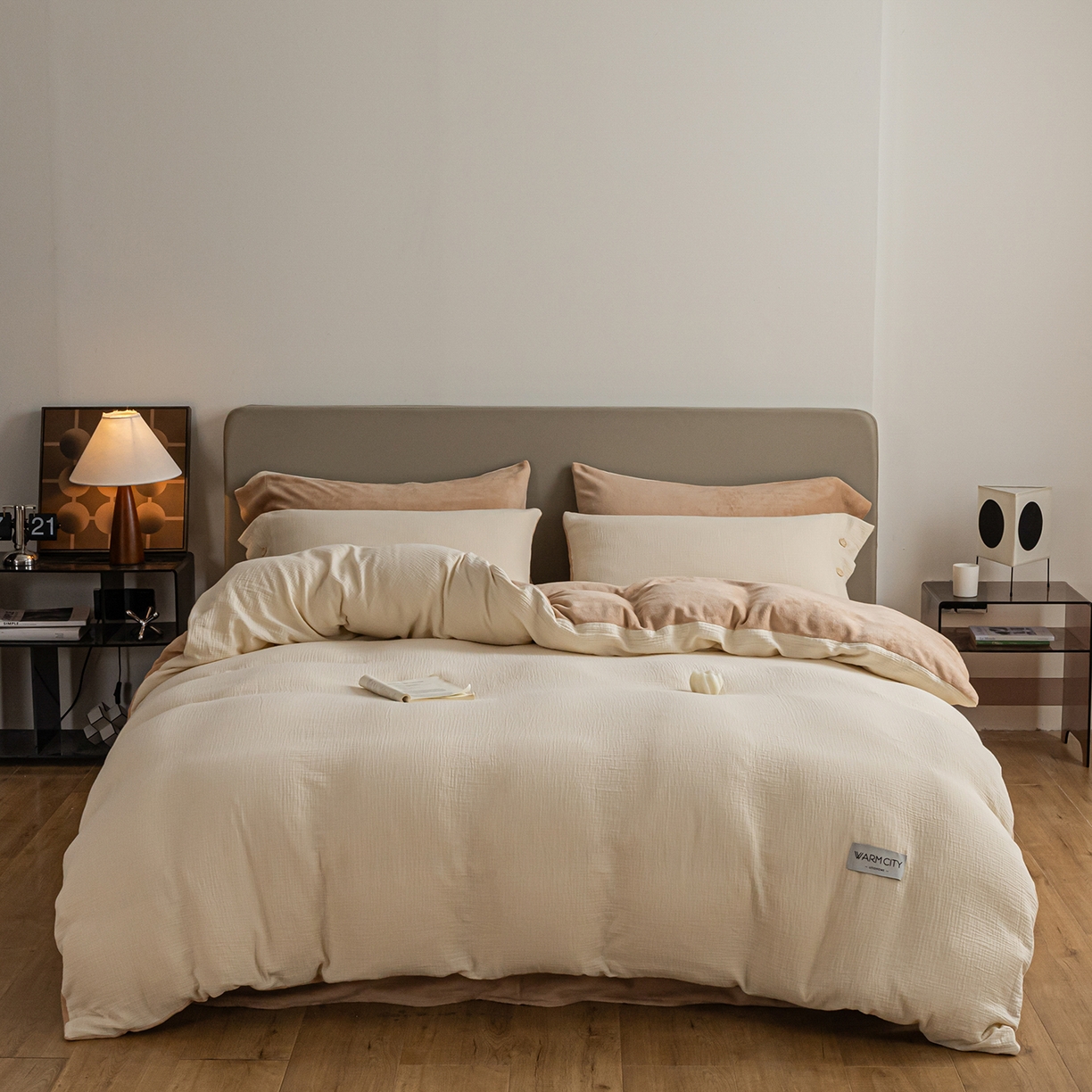 91家纺网 家纺一手货源 找家纺 （总）吾诺家居 吾诺 棉加绒系列 全棉泡泡双层纱加牛奶绒四件套 棉拼绒四件套 棉加绒四件套全棉A类