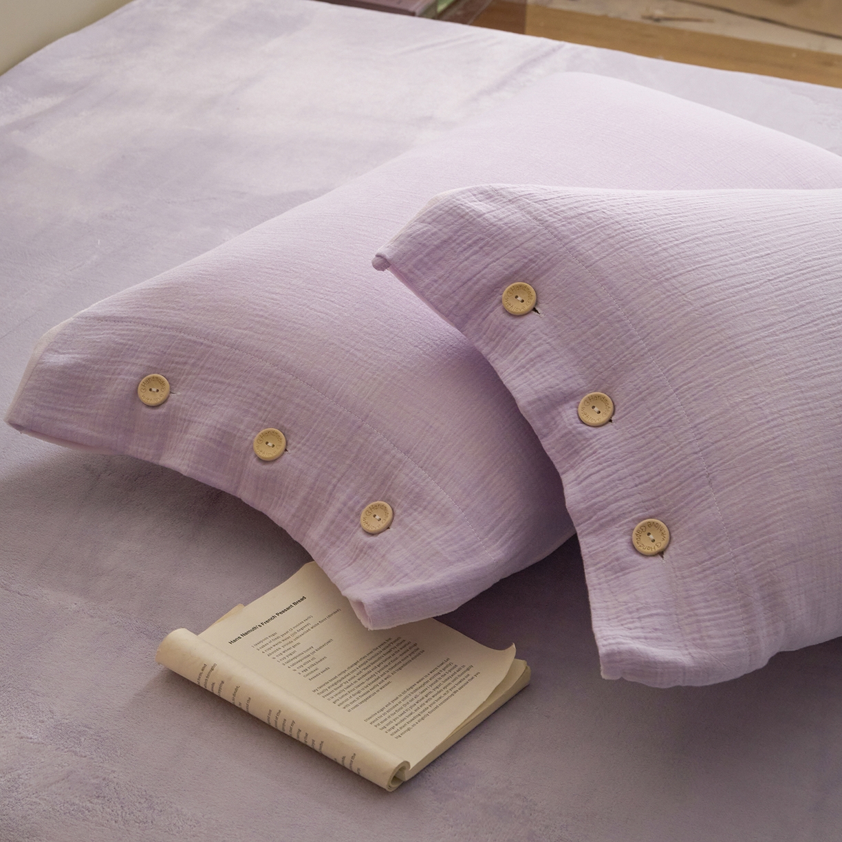 91家纺网 家纺一手货源 找家纺 吾诺家居 吾诺 棉加绒系列 全棉泡泡双层纱加牛奶绒四件套 棉拼绒四件套 棉加绒四件套全棉A类 梦幻紫-浅紫