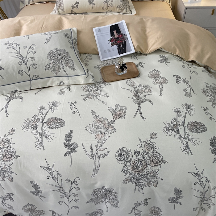 91家纺网 家纺一手货源 找家纺 仟岸家纺 2025新款亲肤舒适全棉磨毛四件套系列 夏韵