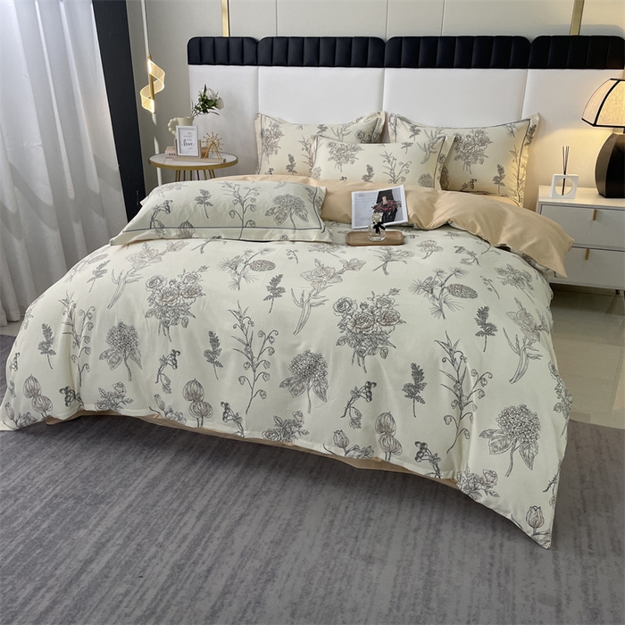 91家纺网 家纺一手货源 找家纺 仟岸家纺 2025新款亲肤舒适全棉磨毛四件套系列 夏韵