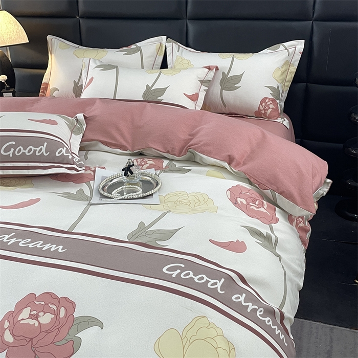 91家纺网 家纺一手货源 找家纺 仟岸家纺 2025新款亲肤舒适全棉磨毛四件套系列 语嫣