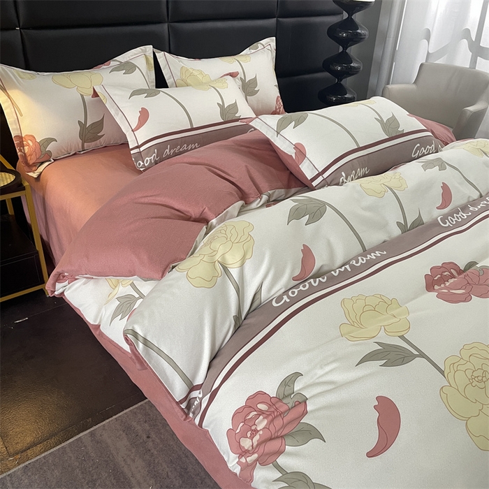 91家纺网 家纺一手货源 找家纺 仟岸家纺 2025新款亲肤舒适全棉磨毛四件套系列 语嫣