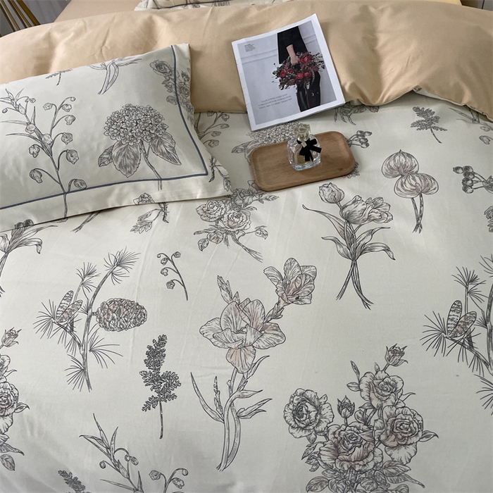 91家纺网 家纺一手货源 找家纺 仟岸家纺 2025新款亲肤舒适全棉磨毛四件套系列 夏韵