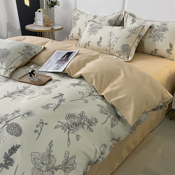 91家纺网 家纺一手货源 找家纺 仟岸家纺 2025新款亲肤舒适全棉磨毛四件套系列 夏韵