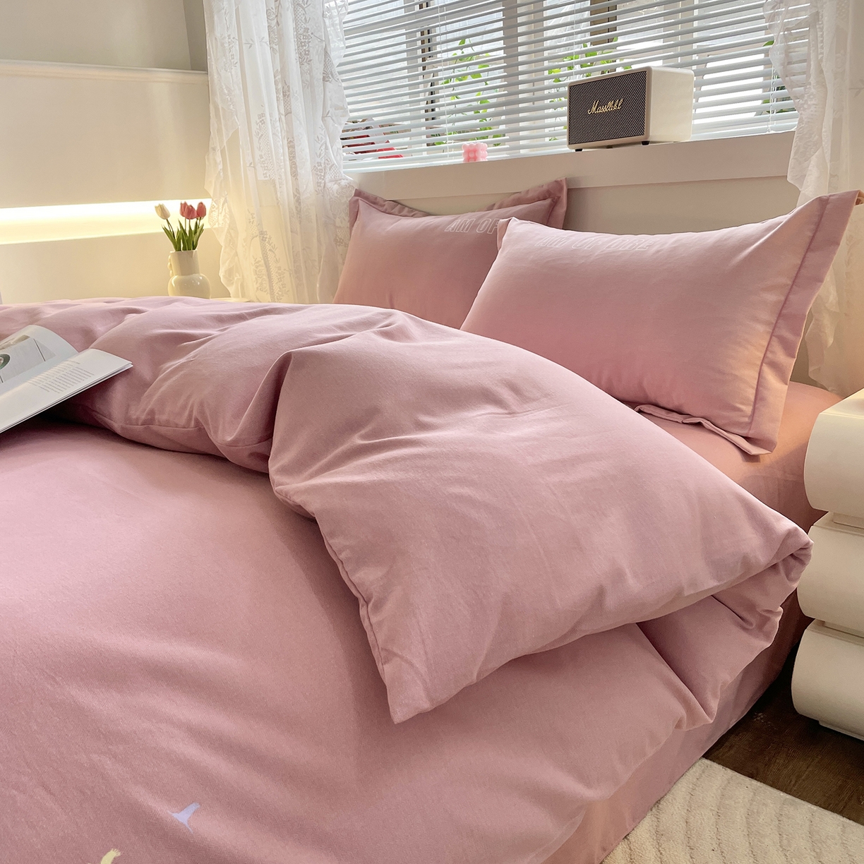 91家纺网 家纺一手货源 找家纺 仟岸家纺 2025新款亲肤舒适全棉磨毛四件套系列 悦春风