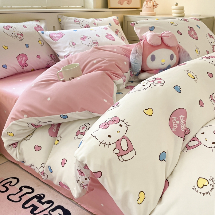 港岛妹妹 2025新款云朵水洗工艺三丽鸥四件套 三丽鸥-心动kt猫