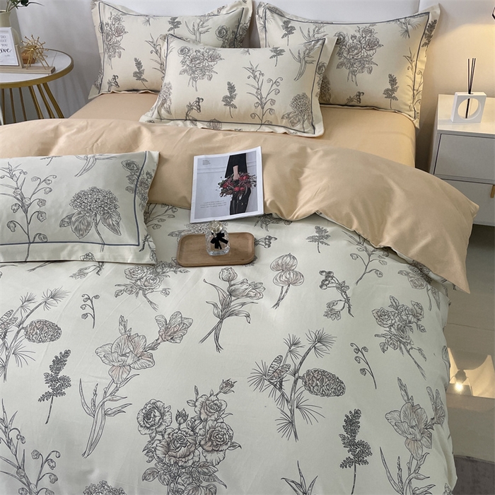 91家纺网 家纺一手货源 找家纺 仟岸家纺 2025新款亲肤舒适全棉磨毛四件套系列 夏韵