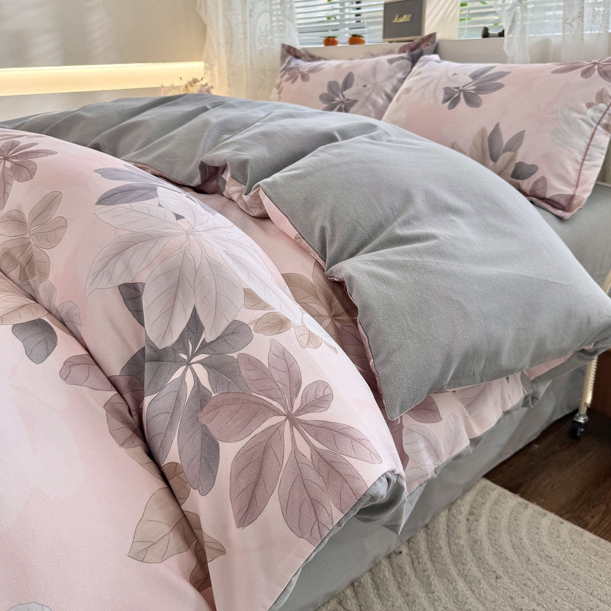 91家纺网 家纺一手货源 找家纺 仟岸家纺 2025新款亲肤舒适全棉磨毛四件套系列 叶霖