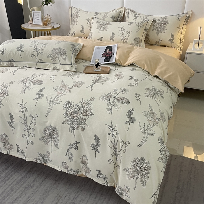 91家纺网 家纺一手货源 找家纺 仟岸家纺 2025新款亲肤舒适全棉磨毛四件套系列 夏韵