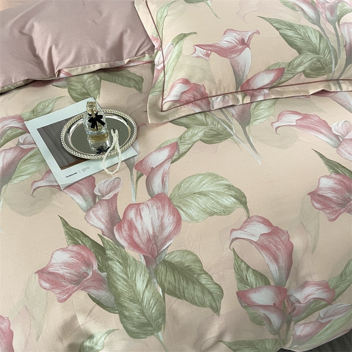 91家纺网 家纺一手货源 找家纺 仟岸家纺 2025新款亲肤舒适全棉磨毛四件套系列 玉荷粉