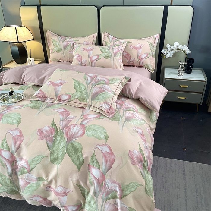 91家纺网 家纺一手货源 找家纺 仟岸家纺 2025新款亲肤舒适全棉磨毛四件套系列 玉荷粉