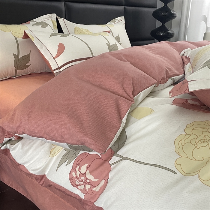 91家纺网 家纺一手货源 找家纺 仟岸家纺 2025新款亲肤舒适全棉磨毛四件套系列 语嫣