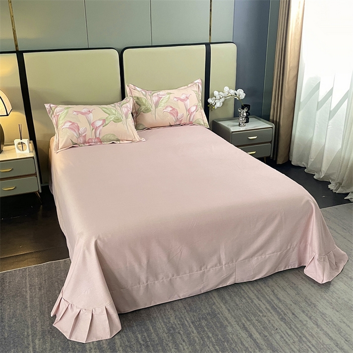 91家纺网 家纺一手货源 找家纺 仟岸家纺 2025新款亲肤舒适全棉磨毛四件套系列 玉荷粉