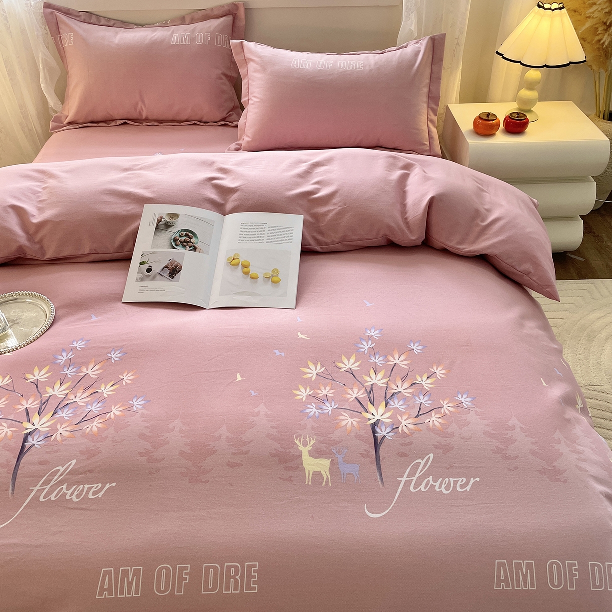 91家纺网 家纺一手货源 找家纺 仟岸家纺 2025新款亲肤舒适全棉磨毛四件套系列 悦春风