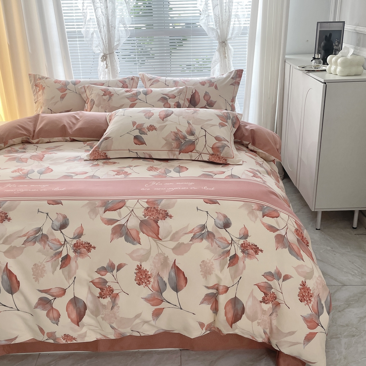 91家纺网 家纺一手货源 找家纺 仟岸家纺 2025新款亲肤舒适全棉磨毛四件套系列 秋喜