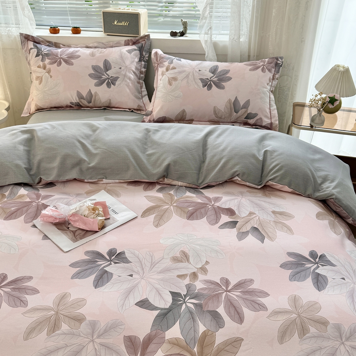 91家纺网 家纺一手货源 找家纺 仟岸家纺 2025新款亲肤舒适全棉磨毛四件套系列 叶霖