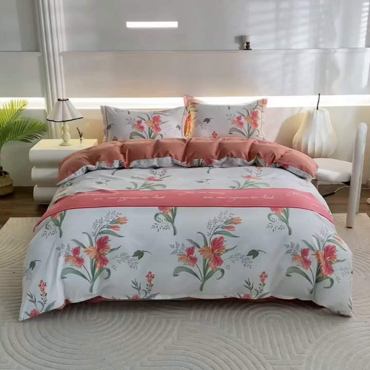 91家纺网 家纺一手货源 找家纺 仟岸家纺 2025新款亲肤舒适全棉磨毛四件套系列 语嫣