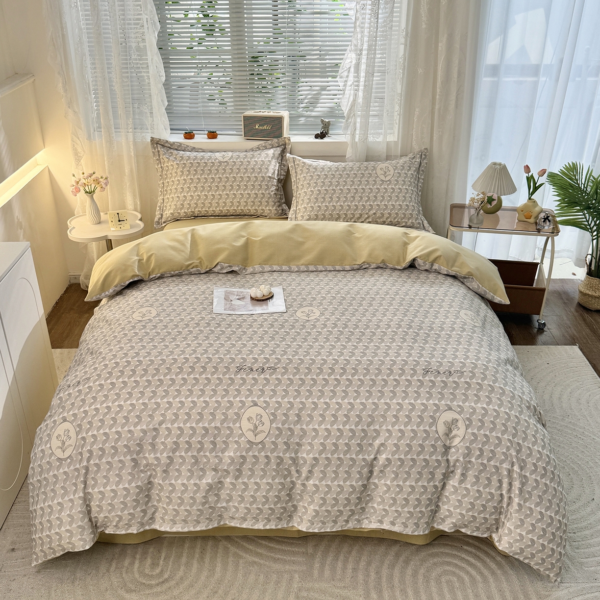 仟岸家纺 2025新款亲肤舒适全棉磨毛四件套系列 尤克里里