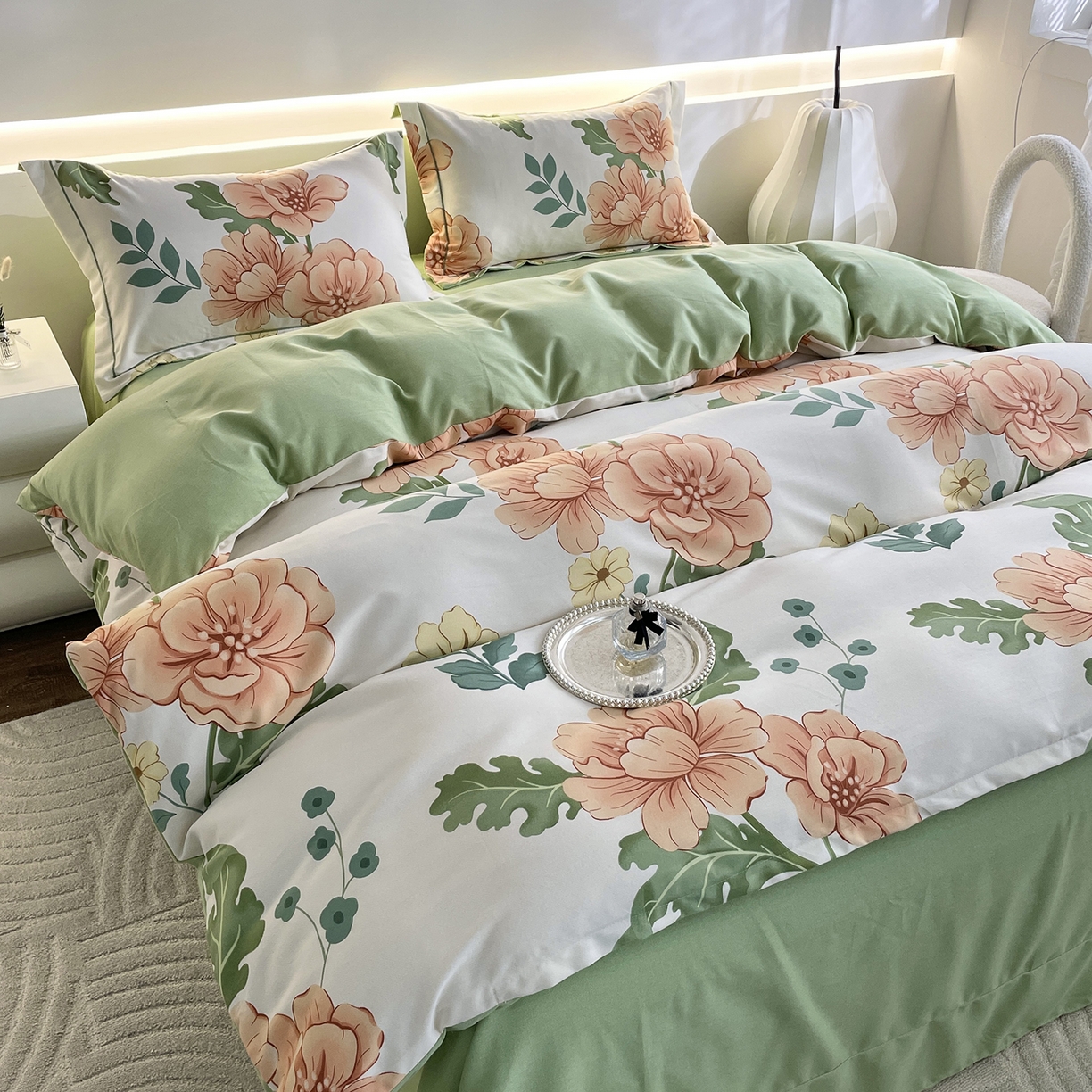 91家纺网 家纺一手货源 找家纺 仟岸家纺 2025新款亲肤舒适全棉磨毛四件套系列 嫣然