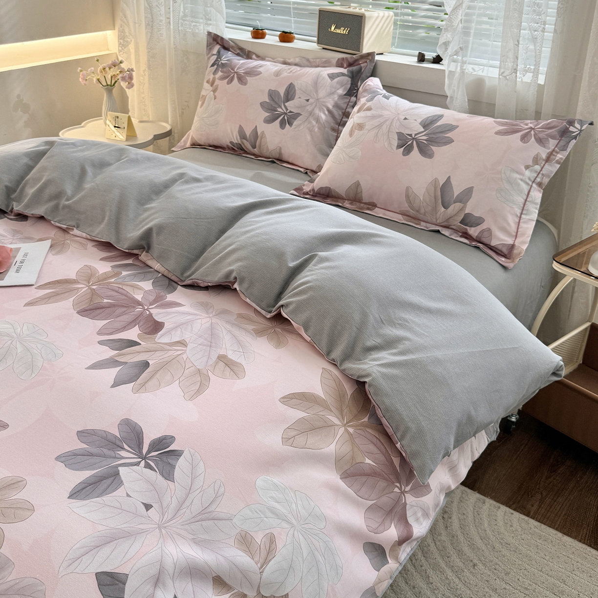 91家纺网 家纺一手货源 找家纺 仟岸家纺 2025新款亲肤舒适全棉磨毛四件套系列 叶霖