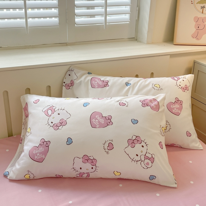 91家纺网 家纺一手货源 找家纺 港岛妹妹 2025新款云朵水洗工艺三丽鸥四件套 三丽鸥-心动kt猫