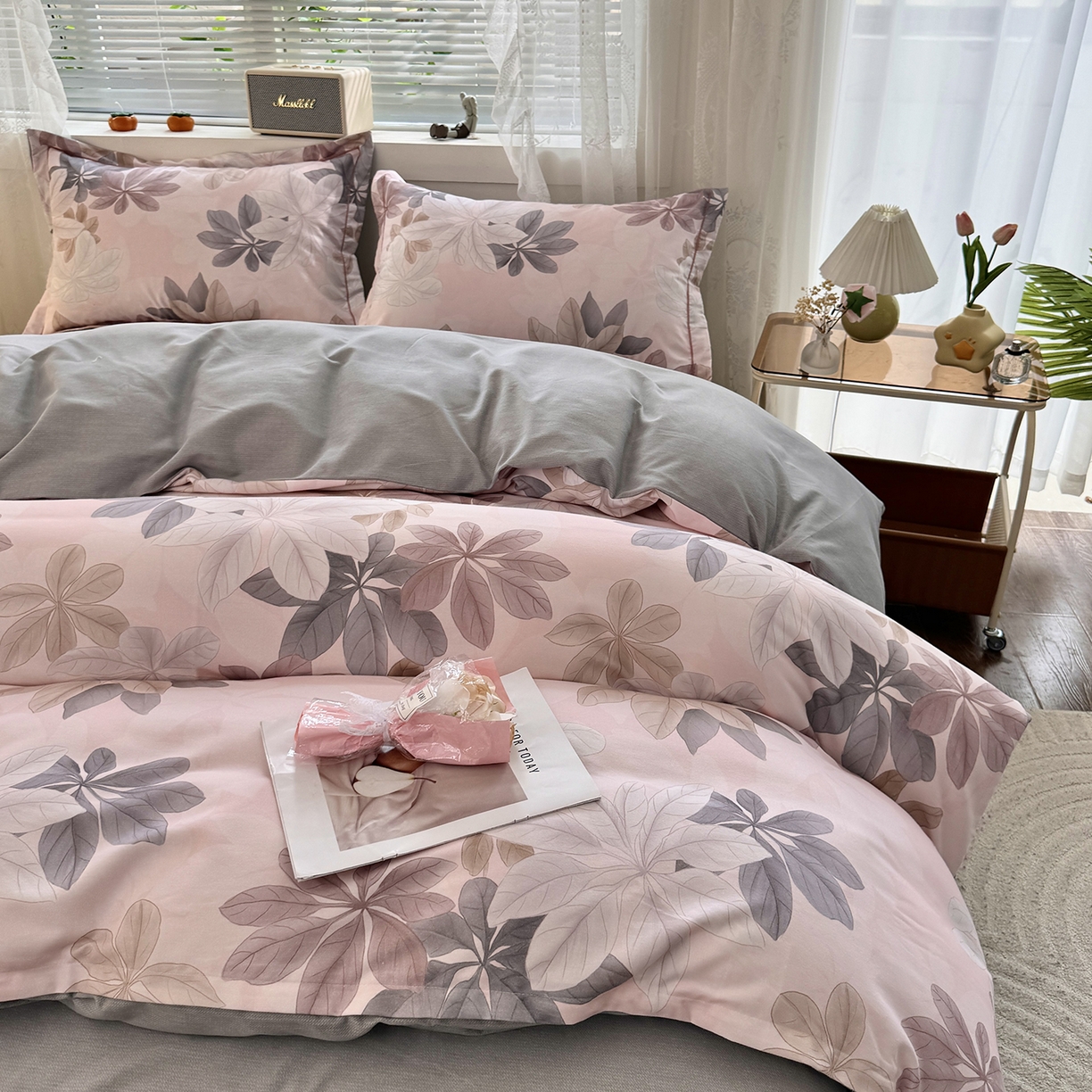 91家纺网 家纺一手货源 找家纺 仟岸家纺 2025新款亲肤舒适全棉磨毛四件套系列 叶霖