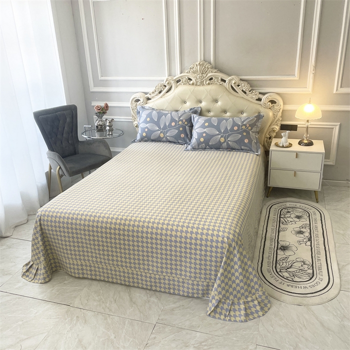 91家纺网 家纺一手货源 找家纺 仟岸家纺 2025新款亲肤舒适全棉磨毛四件套系列 叶语纷飞灰