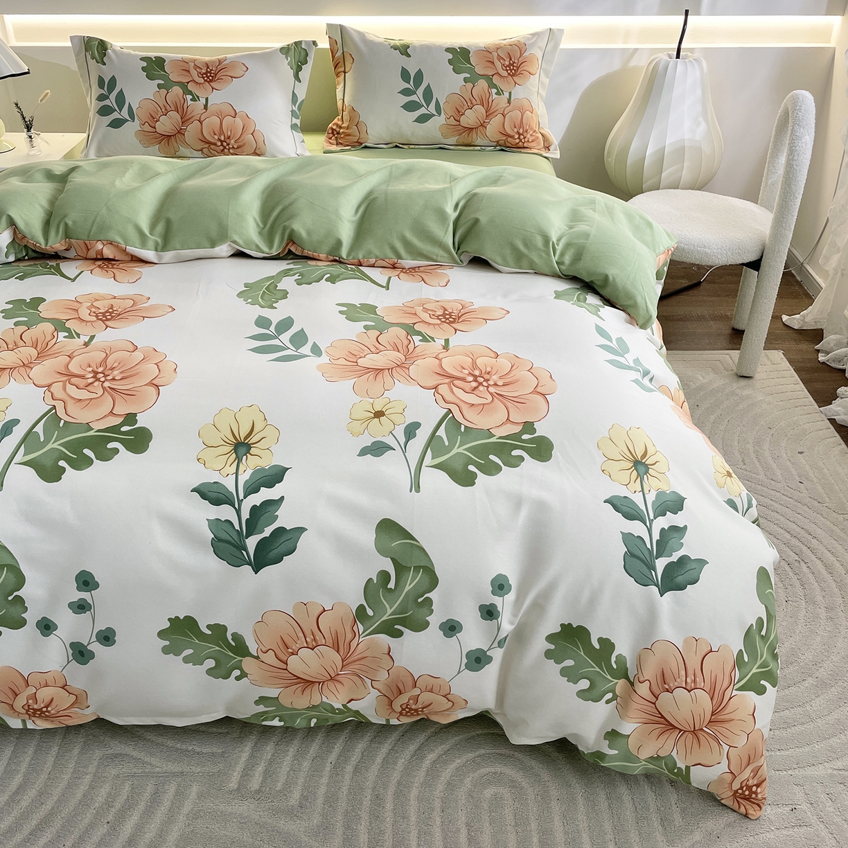 91家纺网 家纺一手货源 找家纺 仟岸家纺 2025新款亲肤舒适全棉磨毛四件套系列 嫣然