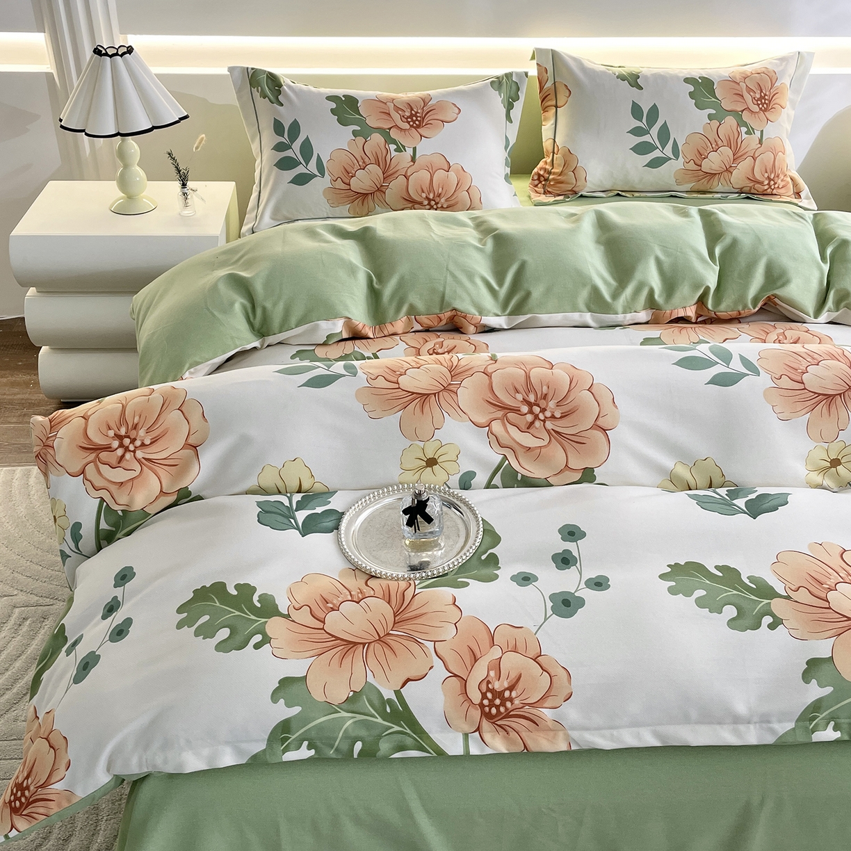 91家纺网 家纺一手货源 找家纺 仟岸家纺 2025新款亲肤舒适全棉磨毛四件套系列 嫣然