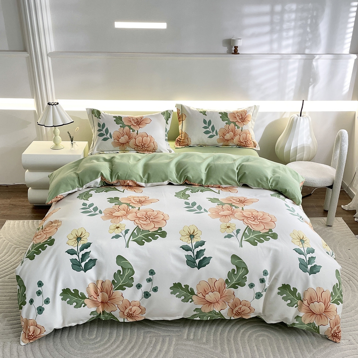 仟岸家纺 2025新款亲肤舒适全棉磨毛四件套系列 嫣然