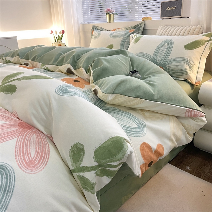 91家纺网 家纺一手货源 找家纺 仟岸家纺 2025新款亲肤舒适全棉磨毛四件套系列 宣梦