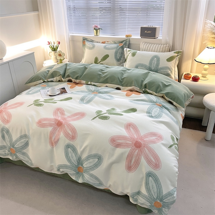 91家纺网 家纺一手货源 找家纺 仟岸家纺 2025新款亲肤舒适全棉磨毛四件套系列 宣梦