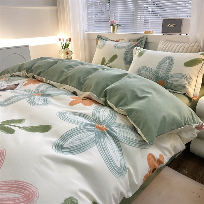 91家纺网 家纺一手货源 找家纺 仟岸家纺 2025新款亲肤舒适全棉磨毛四件套系列 宣梦