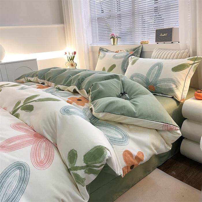 91家纺网 家纺一手货源 找家纺 仟岸家纺 2025新款亲肤舒适全棉磨毛四件套系列 宣梦